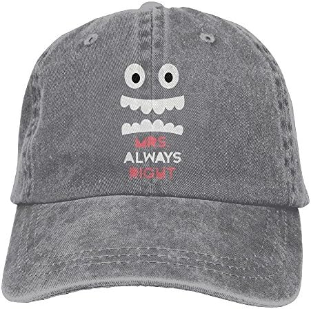 FashionGear Funny Face Mrs.Always Right Adult Unisex Adjustable Denim Hip Hop Caps Baseball Dad Hat