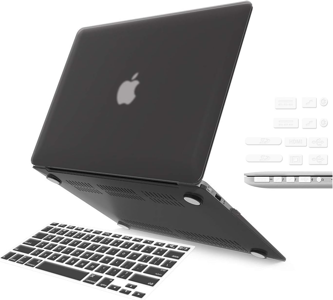 iFyx Matte Hard Protective Shell Case Cover Skin for MacBook Air 13 inch 13.3" A1466 / A1369, Old Version, Release 2017-2010 with Silicon Keyguard Skin (Black)