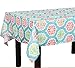All For You Rectangular Fabric Table Cloth,Rectangle Washable Dinner Picnic Table Cloth with Flower Prints,Assorted Colors- Size 52 in X 70 in (Blue)