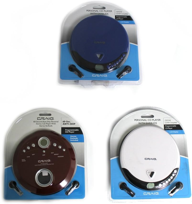 Craig Discman Personal CD Player with LCD Display Assorted Colors