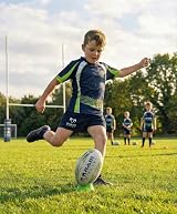 Ram Rugby Academy Training Ball Size 3 & 4 Hand Stitched 3-Ply High Grip view 3