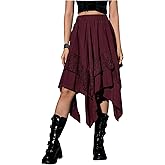 Verdusa Women's Renaissance Pirate Skirt 2026 Y2k Contrast Lace Asymmetrical Midi Skirts Whimsical Clothes
