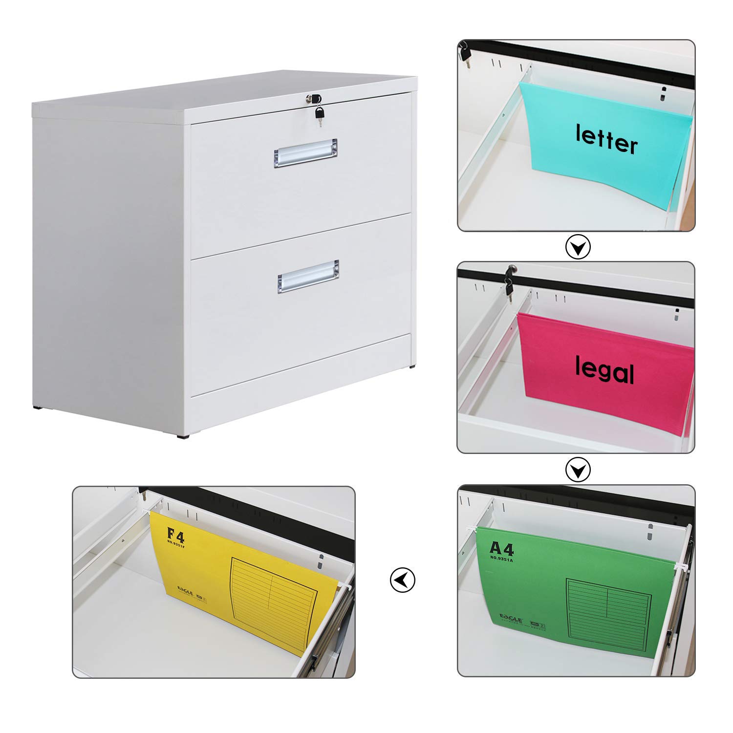 Modern Luxe 2 3 Drawers Metal Vertical Lockable File Cabinet With Hanging File Frame For Legal Business File 2 Drawers Black Office Products Vertical File Cabinets