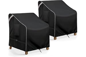 COSFLY Waterproof Outdoor Furniture Covers Heavy Duty, Patio Chair Covers 2 Pack Durable - Fits up to 31.5W x 33.5D x36H Inches (Black)