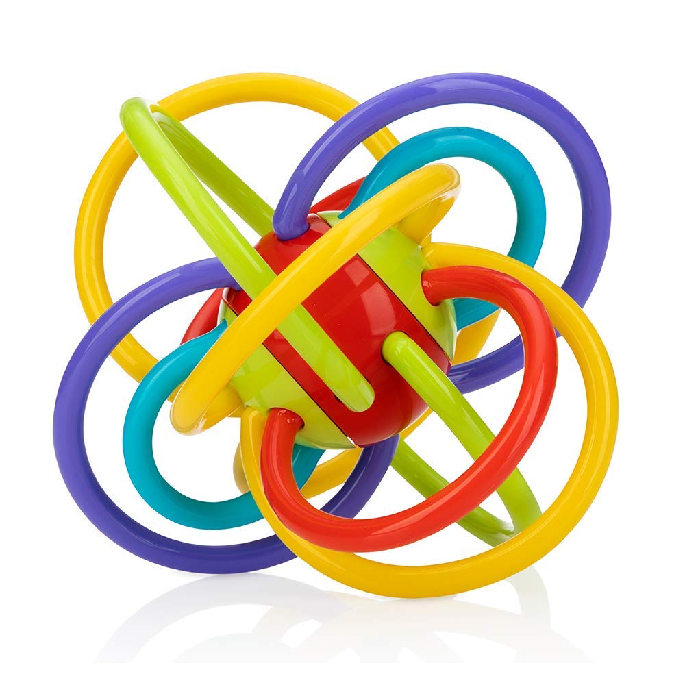 Nuby Lots A Loops Teething Ring – Soothing Teether | Built-in Rattle Toy | Refrigerator Safe | Suitable from 3 Months Plus