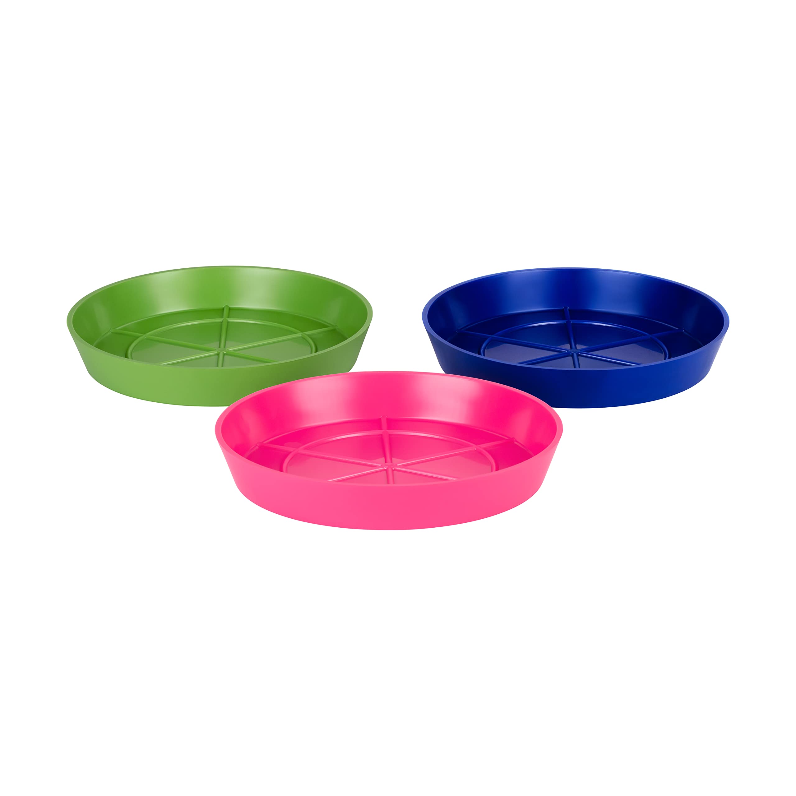 Hum Flowerpots Pack of 3 Saucers, Sturdy Drip Trays, Choice of Size and Colour, for Outdoor/Indoor Plant Pots - 17cm Multi