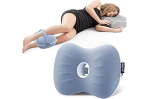 FORCANBY Knee Pillow for Side Sleepers - Leg Pillows for Sleeping - Memory Foam Knee Pillows for Back Hip Pain, Spine Aligning, Sciatica, Surgery Recovery, Pregnancy (Misty Blue)