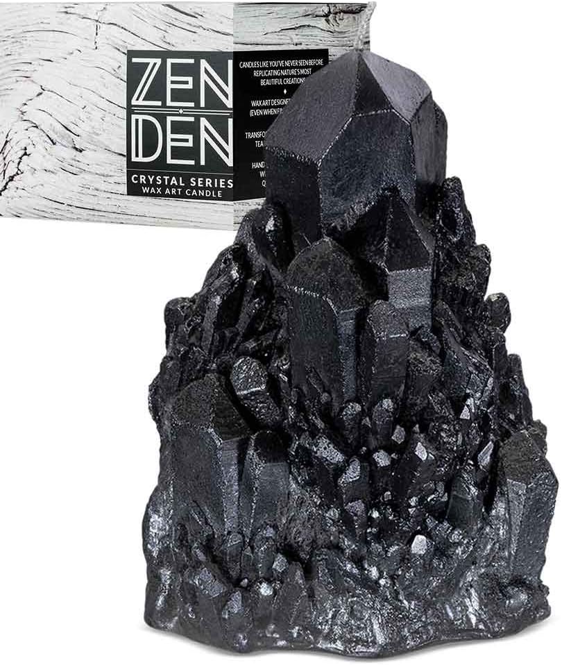 Zen Den Candles - Abundance Quartz Crystal Candle - in Smokey Quartz (Black) Wax