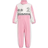 IBTOM CASTLE Toddler Boys Girls 1st 2nd Birthday Outfits Race Car Driver Long Sleeve Romper Racer Jumpsuit