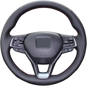 Amazon Com Eiseng Diy Black Genuine Leather Steering Wheel Cover