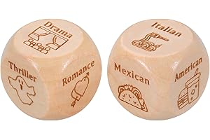TI-EDC Funny Date Night Dice Set Anniversary Valentines Wedding Gifts for Boyfriend Him Engagement Bride Shower Gifts for Her Newlywed Dinner Movie Decider Dice for Couple Foodie Wooden Dice