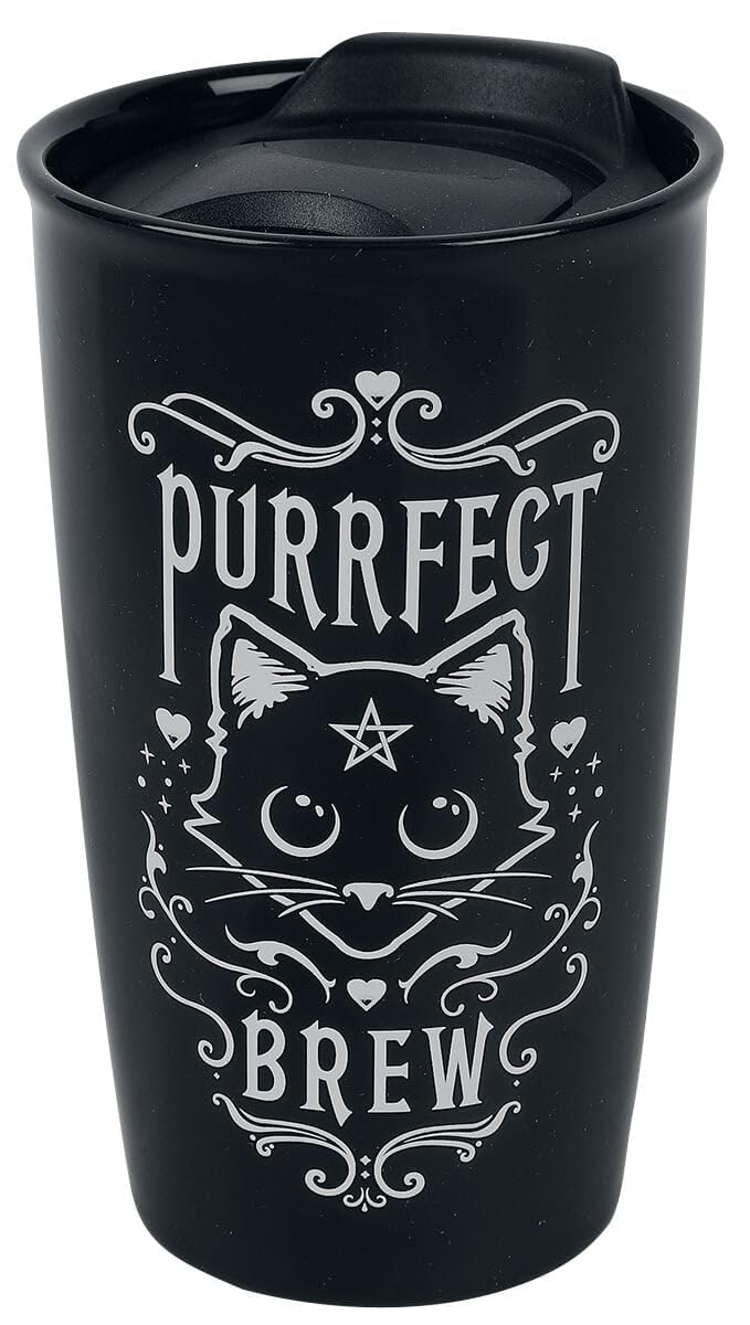Alchemy Purrfect Brew Travel Mug England Gothic Cute Double Walled Insulated
