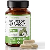 NaturePlanet Soursop Graviola Capsules with Black Seed Oil, Sea Moss, Ashwagandha, Turmeric & Moringa丨12 in 1 Herbal Blend Formula丨Immune Support & Gut health丨Gluten-Free, Non GMO, Vegan - 90 Counts
