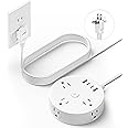 10FT 2 Prong Power Strip, Yozisital 2 Prong to 3 Prong Outlet Adapter, Flat Extension Cord, Surge Protector with Rotating Plug, 6 Outlets 4 USB(2 USB C), Wall Mount, Ideal for Non-Grounded Outlets