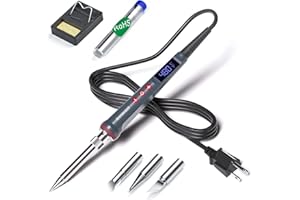 HANDSKIT Solder Iron, 200W 110V Soldering Iron Digital Soldering Kit for Soldering, 6-in-1 Solder Iron Kit Welding Tool, Adjustable Temperature from 180 to 480℃, 3 solder tips, Solder wire, Solder Iron Stand