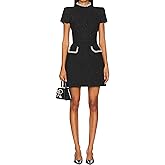LuFeng Womens Sexy Short Sleeve High Neck Pearls Mini Dress Party Clubwear Club Bodycon Short Dresses