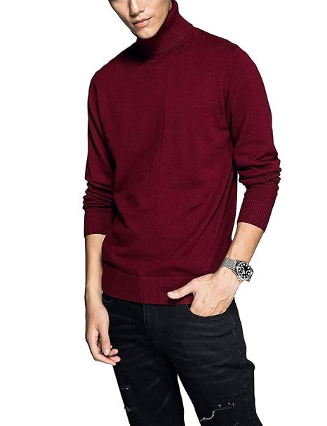 Amazon Amilia メンズ ニット セーター タートルネック 綿100 無地