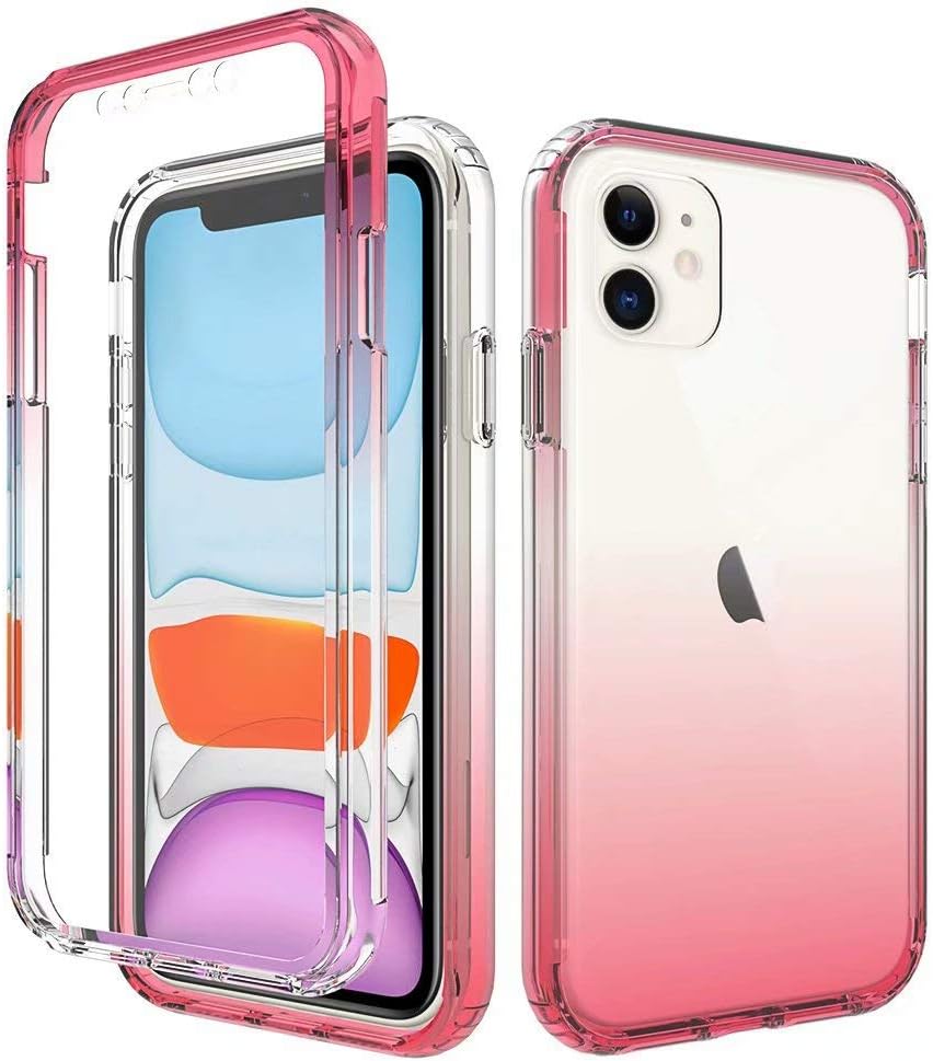 iPhone 11 Case Cute,Anynve Crystal Clear Guardian Hybrid Shockproof Protective Bumper Cover Case Compatible for Apple iPhone 11 6.1 inch 2019, Red
