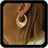 Ximdble Vintage Hollow Teardrop Dangle Earrings Heavy Waterdrop Stud Earrings Open Oval Circle Drop Earrings Gold Chunky Geometric Earrings Exaggerated Earrings Jewelry for Women