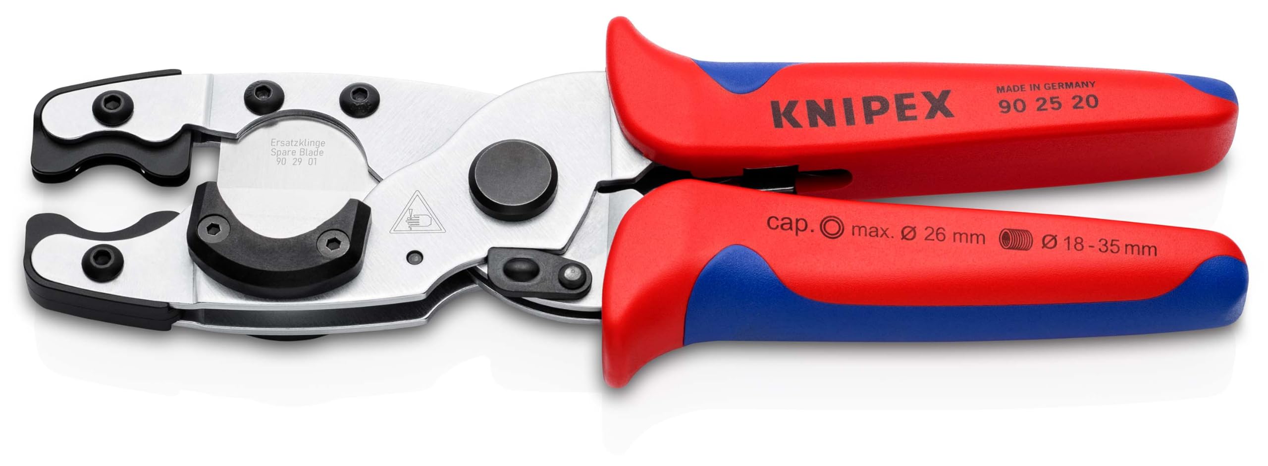 KNIPEX Pipe Cutter for Composite Pipes and Protective Tubes Chrome-Plated with Multi-Component Handles 210 mm, 90 25 20