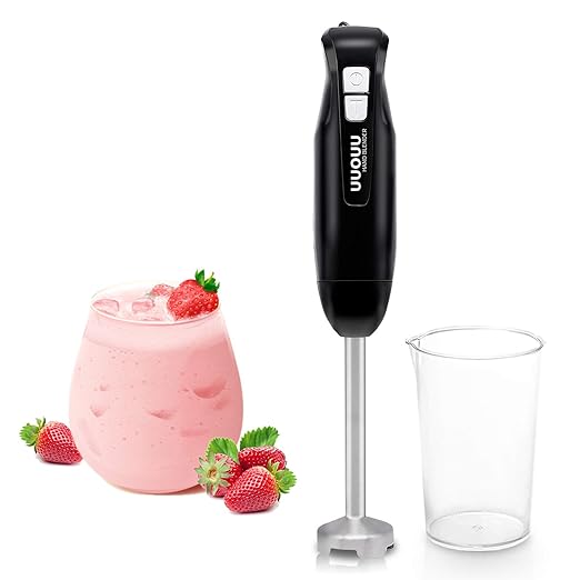 Hand Blender with Beaker 200 W 2 Speed Stainless Steel Blades Black, HB
