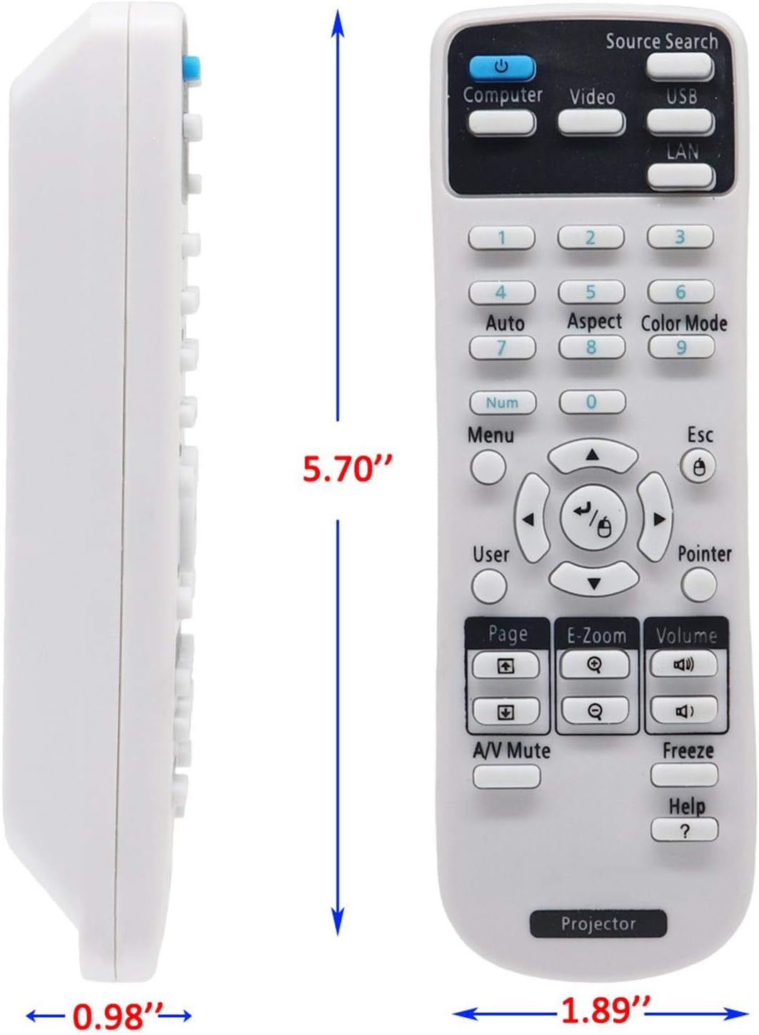 AuKing Projector Remote Control for Epson 1547200 EB-S02 EB-S02H EB-S11 EB-S110 EB-S11H EB-S12 EB-W01 EB-W02 EB-W12 EB-X02 EB-X11 EB-X11H EB-X12 EB-X14 EB-X15 EB- 420 425W 430 435W 470 475W 480 485 - Image 3