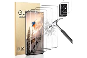 AFSKU [3+2 Pack] Galaxy S21 Ultra Screen Protector and Camera Lens Protector, HD Clear Tempered Glass, Fingerprint Support,3D Full Coverage 9H Hardness, Scratch Resistant ,For Samsung Galaxy S21 Ultra(6.8
