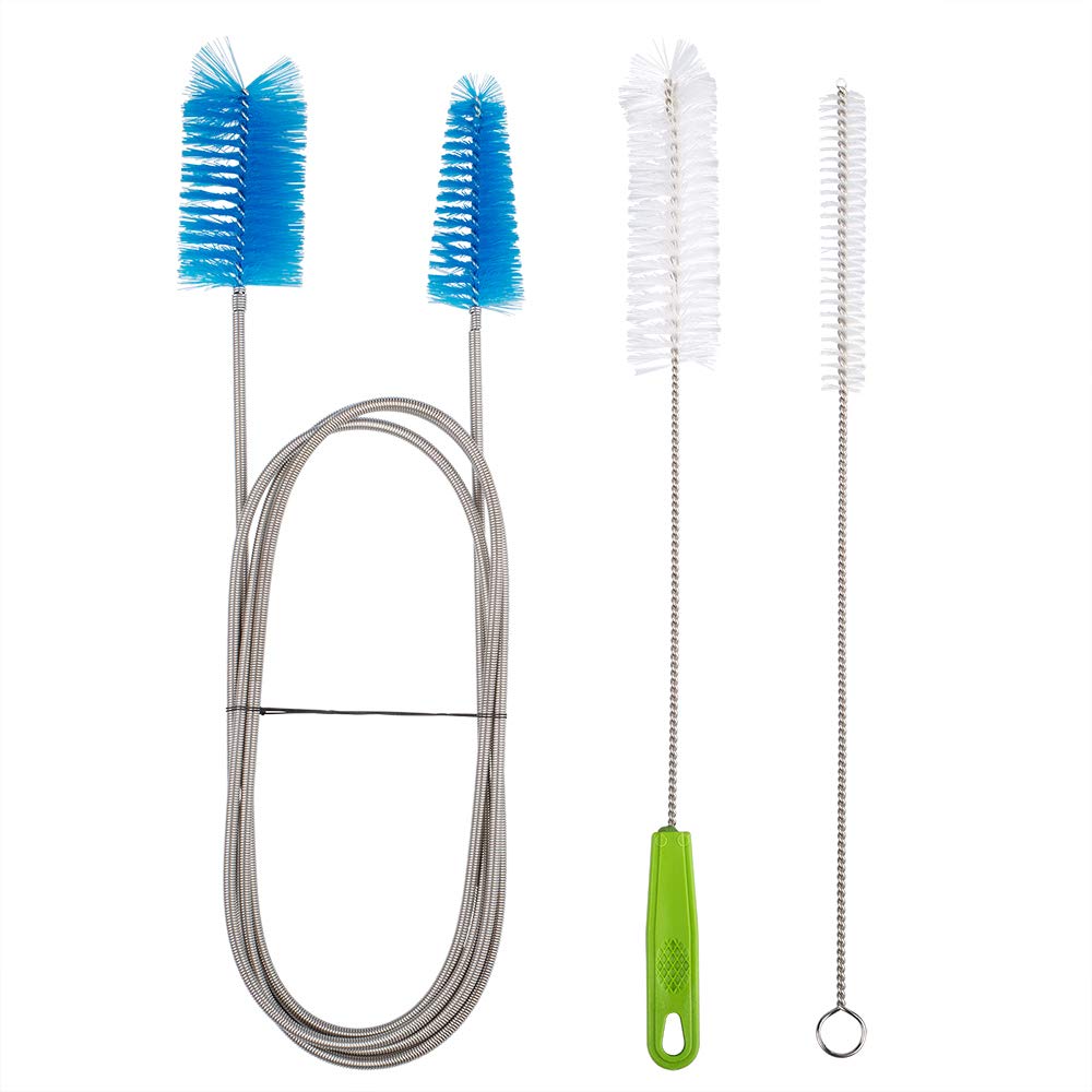 DanziX 3 Pcs Flexible Drain Brush, 67" Flexible Double Ended Stainless Steel Long Tube Cleaning Brush with 2 Pcs Straw Cleaner Pipe Brushes for Fish Tank,Hose/Glass Tube,Shower Sink Drain,Home Kitchen