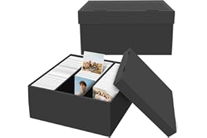 Photo Storage Boxes, 2 Pack Picture Storage Containers, Photo Storage Box with 3 Compartments, Picture Organizer Box for 4×6 