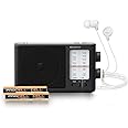 Sony ICF506 Portable Radio with AA (4-Pack) with Wired in-Ear Earbud Headphones and Radio Accessory Bundle (3 Items)