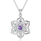 POTOPYY Abalone Lotus Necklace 925 Sterling Silver Lotus Flower Necklace Yoga Pendant Abalone Jewelry Valentines Day Mothers Day Gifts for Women