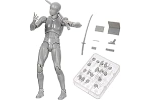 PINSOMM-US Action Figures Body Kun DX & Body-Chan DX PVC Figure Model Drawing SHF Children Kids Collector Toy Gift with Box, Drawing Mannequin Figure Models for Artists (Grey Male)
