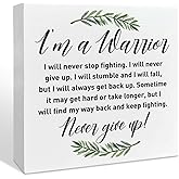 Cancer Warrior Gifts for Women Men, Birthday Gifts for Cancer Patients Chemo Inspirational Cancer Survivor Gifts, Cancer Support Fighter Encouragement Gifts, I'm A Warrior, Wooden Box Sign