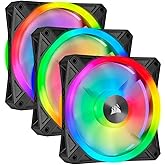 Corsair QL Series, Ql120 RGB, 120mm RGB LED Fan, Triple Pack with Lighting Node Core, Black, Compatible with Desktop
