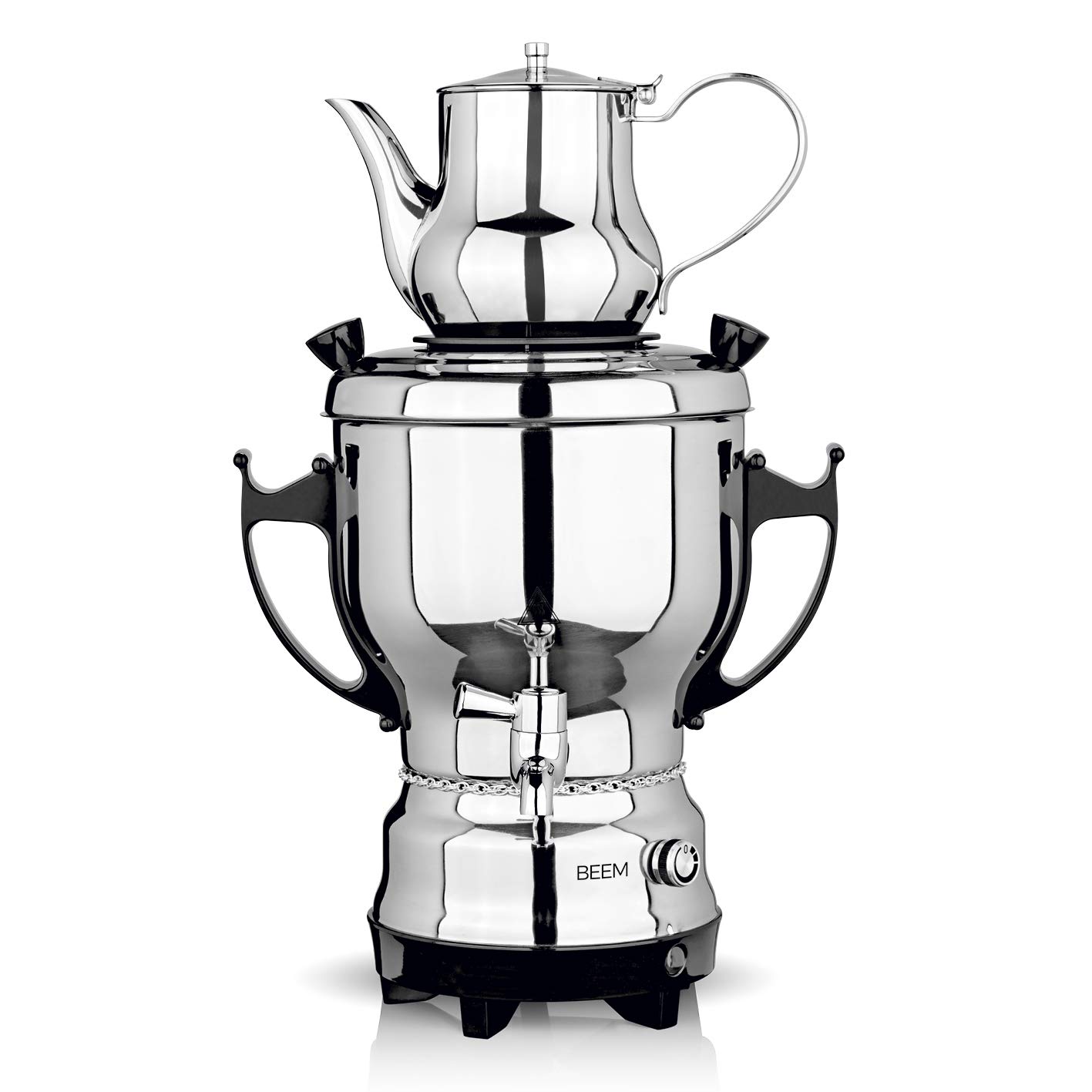 Beem Tea-Classic Samovar - 3L | Acier Inoxydable | Grande Théière Aussi Pour La Restauration | Avec Robinet De Vidange En Acier Inoxydable | Régulateur De Température Réglable | Avec Théière De 1 L