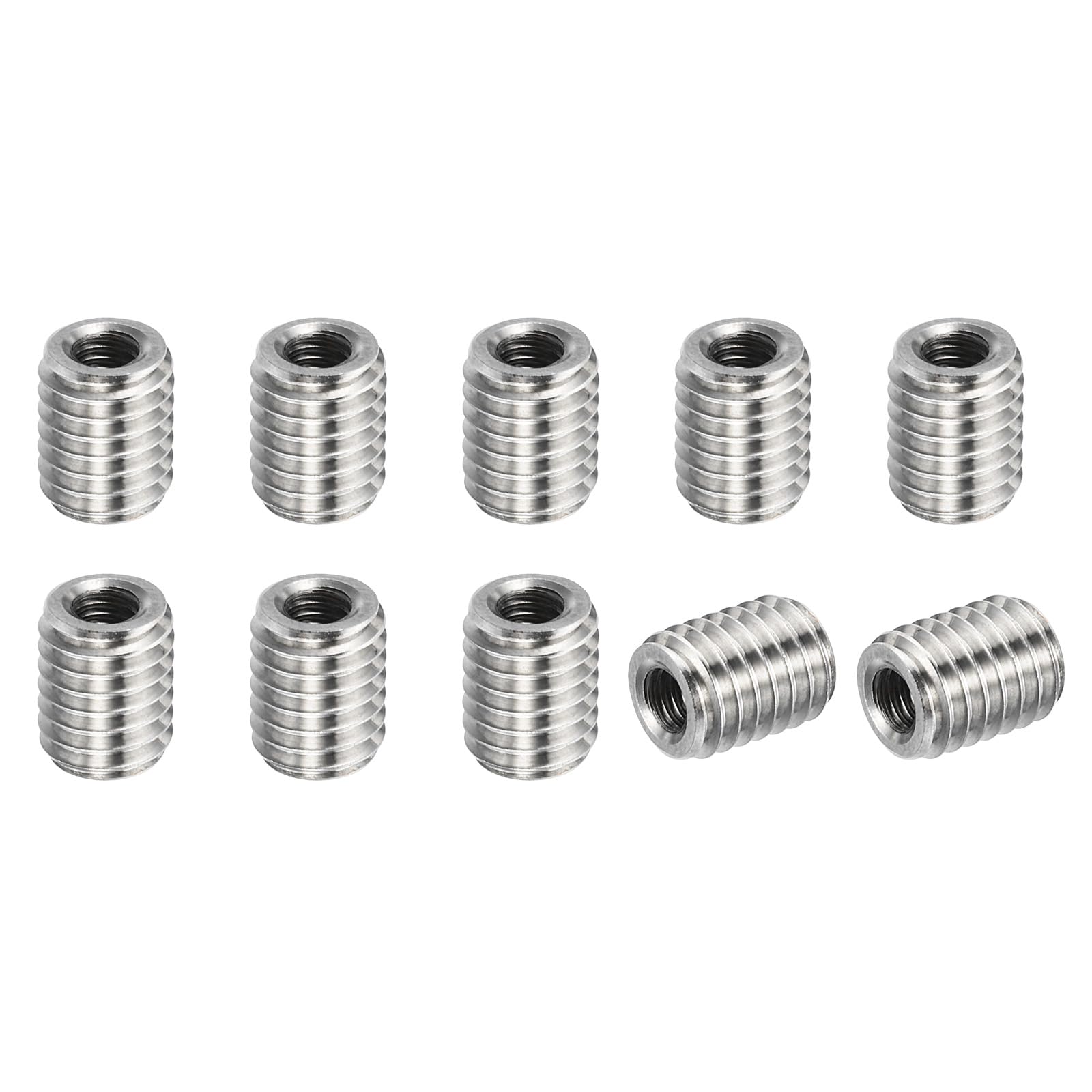 PATIKIL 304 Stainless Steel Thread Adapters Sleeve Reducing Nut, 10 Pcs M8x1.25 Male to M4x0.7 Female Repair Insert Nut Screw Reducer 10mm