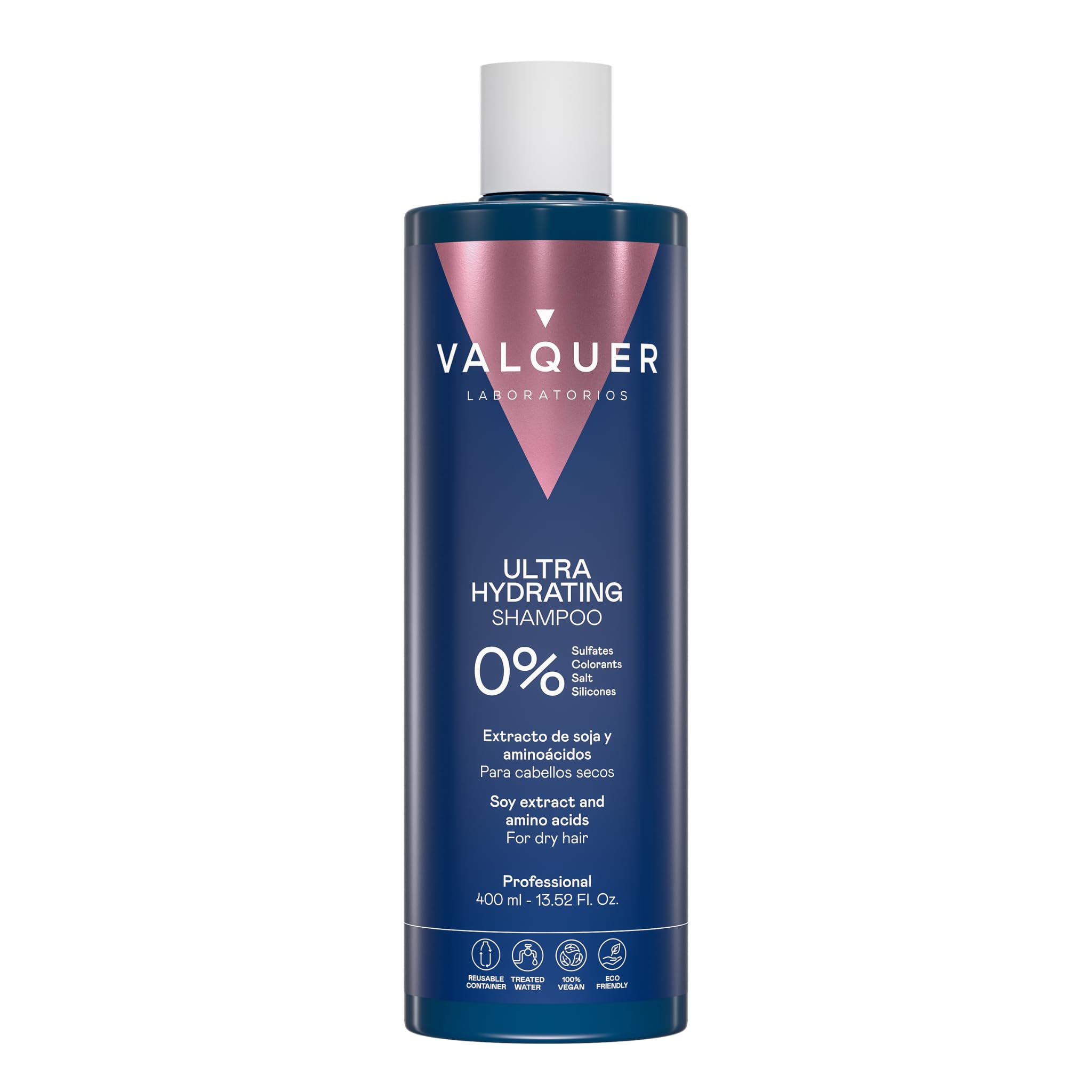 Valquer Zero Formula Ultra Moisturizing Shampoo. Nourishes, Repairs and Softens Dry Hair, Providing Softness and Luminosity. With Soy Extract, Phytokeratin and Vitamin E. Vegan. 400 ml.