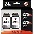COCCINK 275XL Black Ink Cartridges for Canon Pixma TS3720 TS3722 TS3522 TS3520 TS3500 TR4722 TR4720 TR4725 TR4700 Printer Ink Cartridge for Canon 275 PG-275 XL 275 XL Inkjet Combo Pack (2 Black)