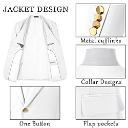 Aowdoy Men's Suits 3 Piece Slim Fit Tuxedo Suit One