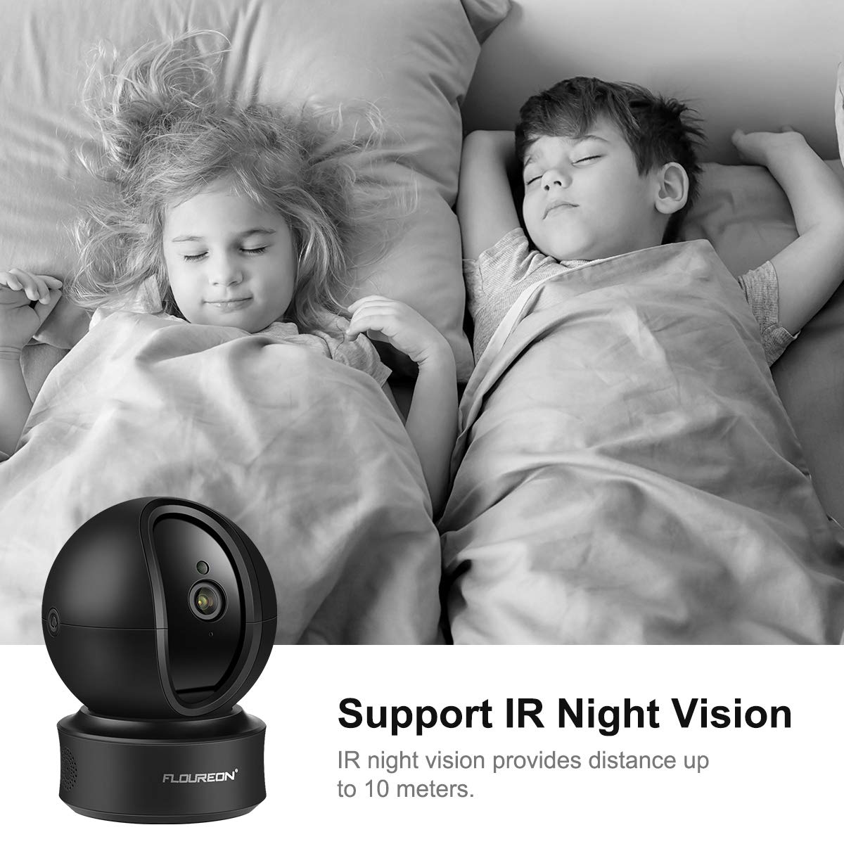 FLOUREON 1080P 2.0 MP WIFI IP Camera Home Security Surveillance Smart IP Camera with Automatic tracking 360° 3D Built-in Microphone Pan/Tilt PT Wireless Micro SD Slot