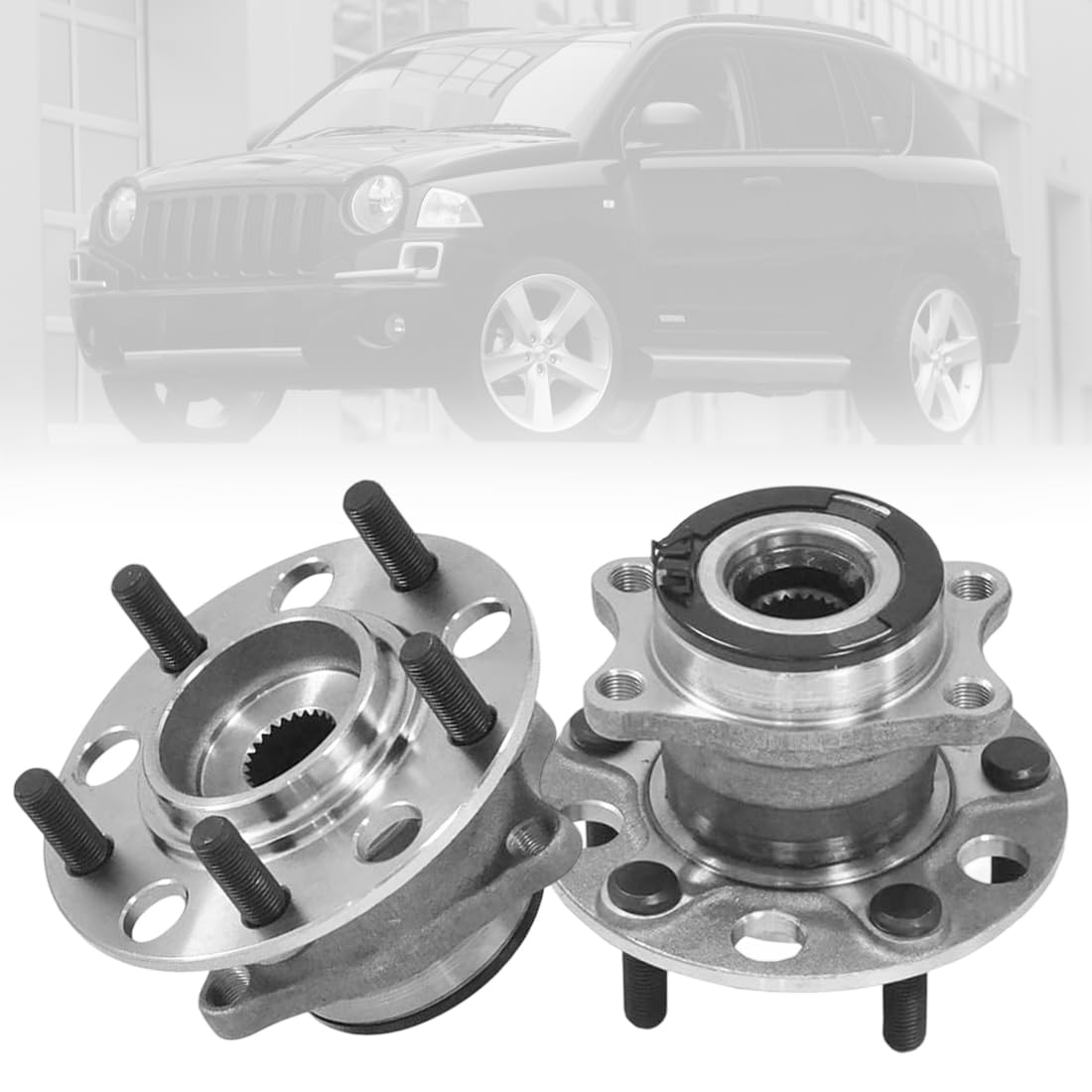 Photo 1 of (2PCS) Rear Wheel Hub & Bearing Assembly 5-Lug w/ABS – FIT 2007–2017 Jeep Compass Patriot, 2007–2008 Dodge Caliber – Replace 512333 – Autoround