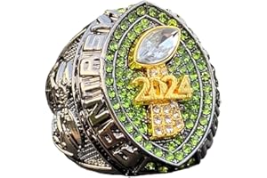 Legacy Rings 2024 Fantasy Football Championship Trophy Ring | Black Gunmetal Plated Award for Fantasy Football League Winner | Color Stones