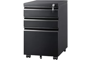 DEVAISE 3 Drawer Mobile File Cabinet Under Desk Office, Fully Assembled Except Casters, Letter/Legal Size, Black
