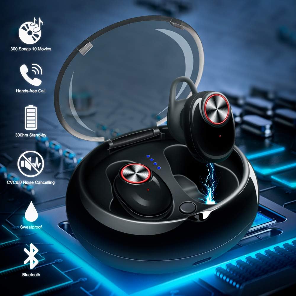 Wireless Earphones Bluetooth Headphones Invisible Noise Cancelling Headphones True Wireless Stereo Earphones TWS V5.0 In Ear Earbuds with Mic Running Sports Car Headset Business Smallest Earpiece