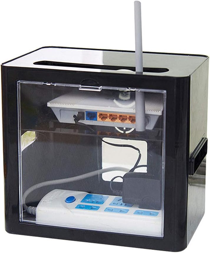 Router Storage Organizer Box,Container Power Cable,Plug,Computer Cable,USB Hubs for Home Office and Entertainment Center,Black