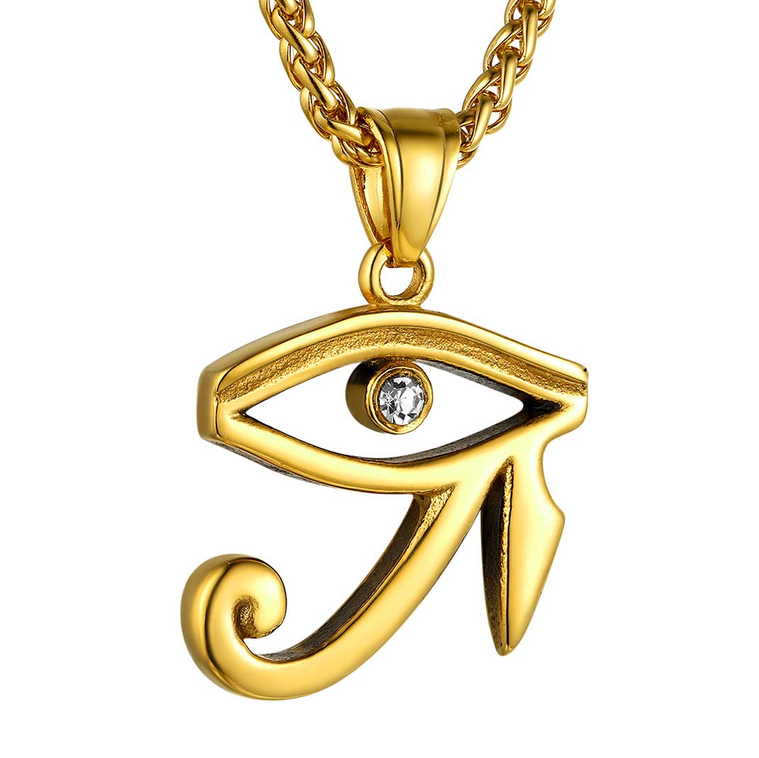 Eye of Ra Necklaces for Men, Gold Ra Eye Egypt Spiritual Jewellery with Cubic Zirconia — image 1