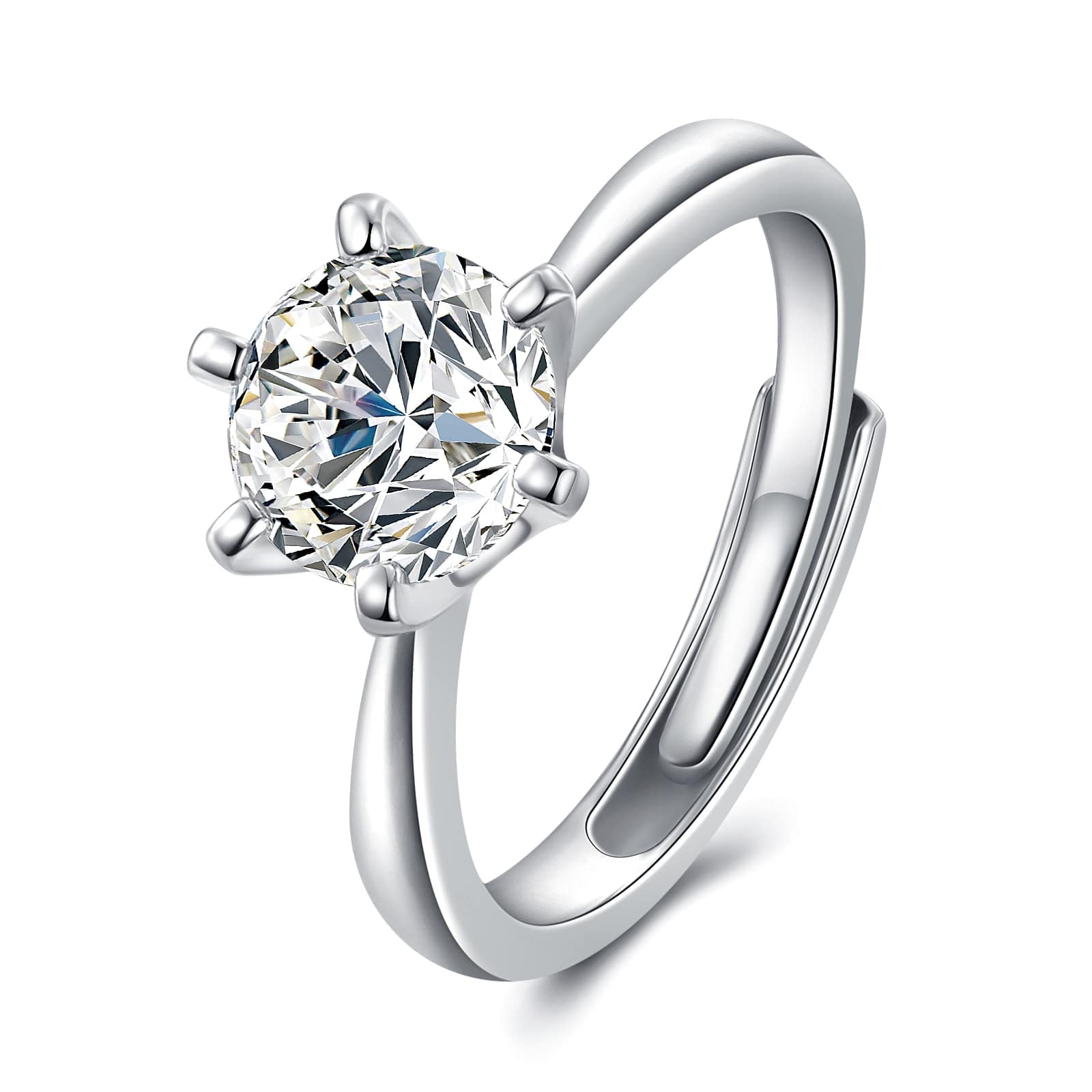 Atylyk 1.5ct Moissanite Engagement Ring Adjustable Moissanite 925 Sterling Silver Ladies Wedding Promise Ring for Women