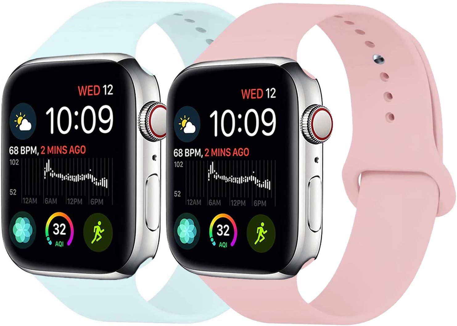 MOOLLY for Watch Band 42mm 44mm, Soft Silicone Watch Strap Replacement Sport Band Compatible with Watch Band Series 5 Series 4 Series 3 Series 2 Series 1 Sport & Edition (42mm 44mm M/L, Light Pink+.)