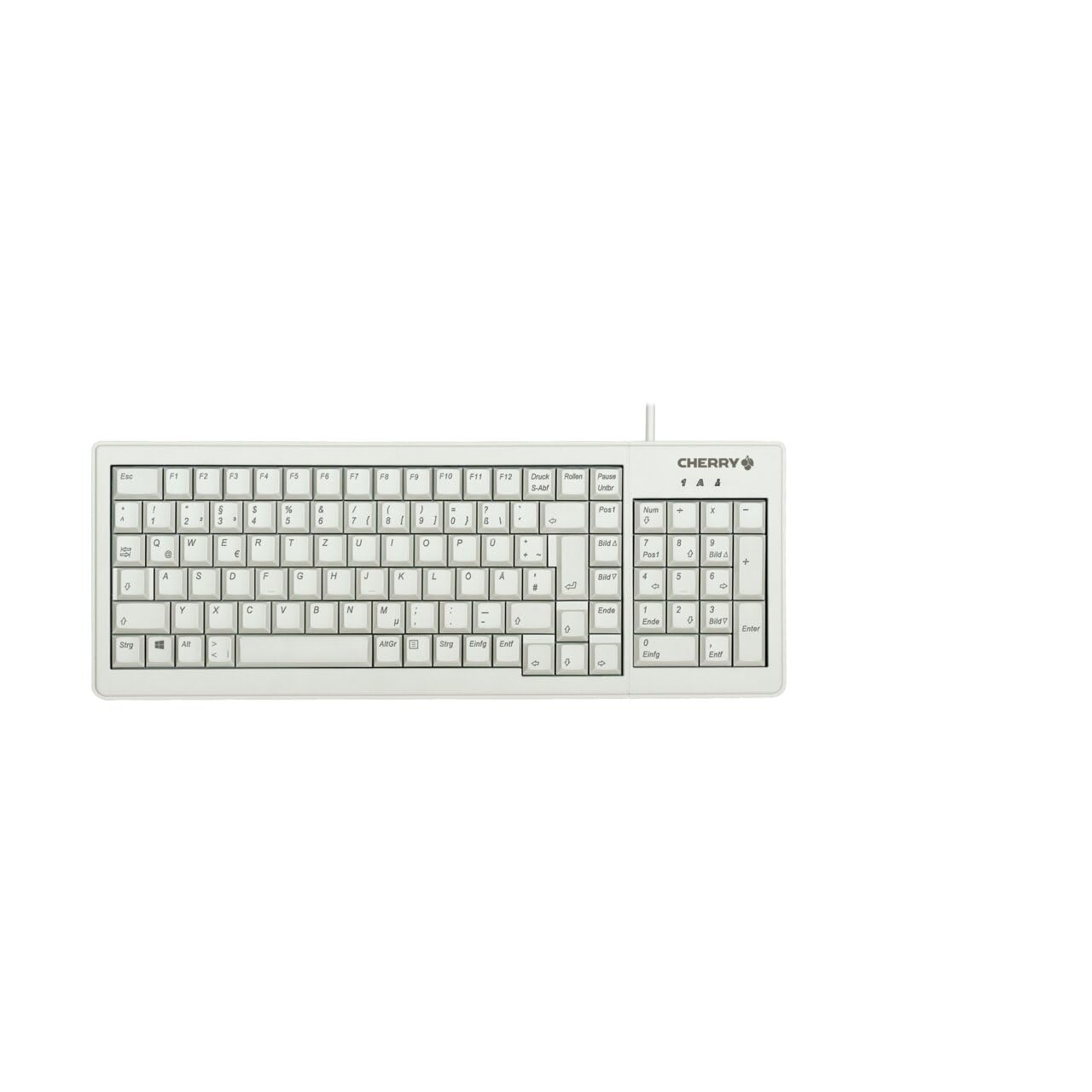 CHERRY G84-5200 XS, Compact Keyboard with Numpad, German Layout (QWERTZ), Wired (USB-A port), Mechanical ML Switches, Light Grey