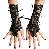 Specell Short Lace Fingerless Gloves Women Fingerless Lace Glove Bridal Wedding Tea Party Prom Gloves Costume Accessories